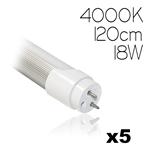 KIT 5 TUBI LED NEON 120CM 18W LUCE NATURALE 4000K 1200LM 90W 270°