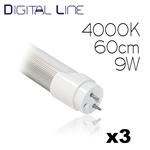 3 TUBI LED G13 NEON 9W 60CM SATINATO LUCE NATURALE 4000K 45W 600LM 270°