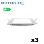 3 PANNELLI LED CON DRIVER 18W INCASSO QUADRATO 208MM LUCE CALDA 2700K 1260LM OPTONICA
