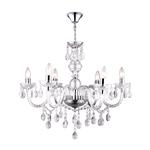 CUIMBRA I-Sospensione cromo trasparente, cristalli in acrilico, D:670, H:1660, escl. 6xE14 40W 230