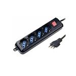 Multipresa 4 Posti Italiana Bipasso con Interruttore Nero